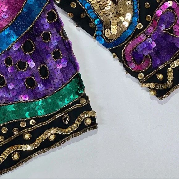 Jakelin Designs vintage silk sequin statement jacket XL - Picture 6 of 16
